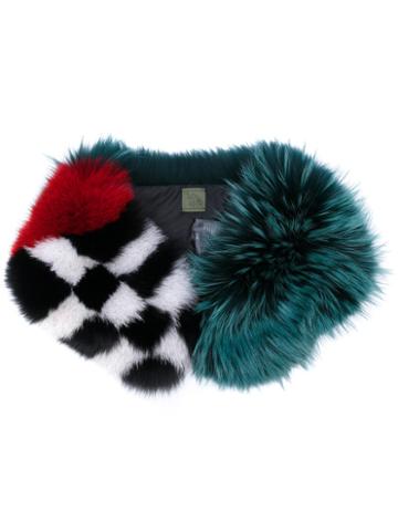 Mr & Mrs Italy - Intarsia Collar - Women - Racoon Fur - One Size, Green, Racoon Fur