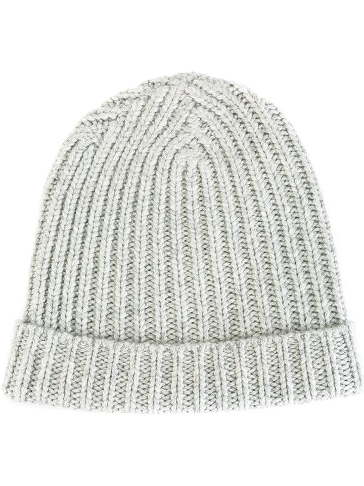 Warm-me Ribbed Beanie, Adult Unisex, Grey, Cashmere/merino