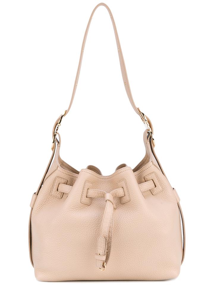 Salvatore Ferragamo - Ruched Shoulder Bag - Women - Calf Leather - One Size, Nude/neutrals, Calf Leather