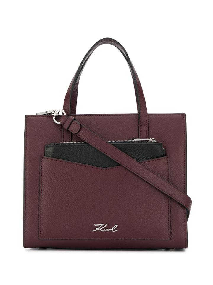 Karl Lagerfeld Small K/pocket Tote - Red