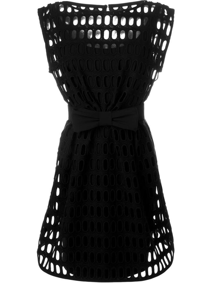Moschino Macrame Open Lace Dress, Women's, Size: 40, Black, Cotton/polyester/triacetate/spandex/elastane