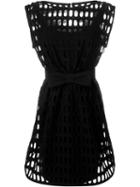 Moschino Macrame Open Lace Dress, Women's, Size: 40, Black, Cotton/polyester/triacetate/spandex/elastane