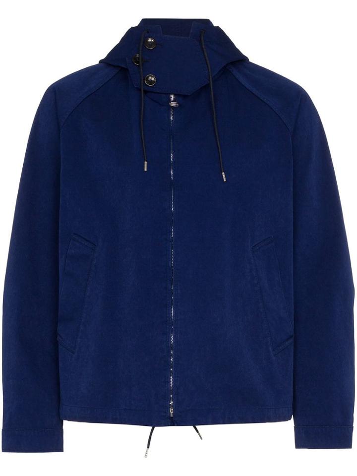 Ten C Anorka Hooded Crop Cotton Jacket - Blue