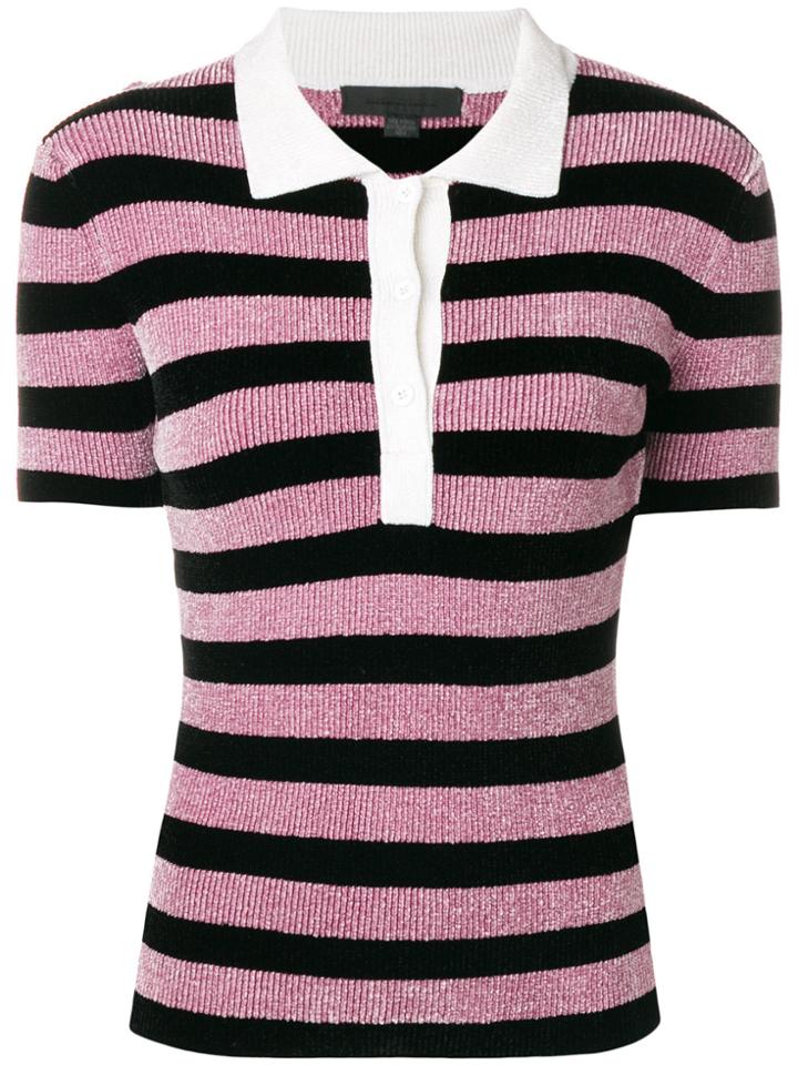 Alexander Wang Striped Knit Polo Shirt - Black