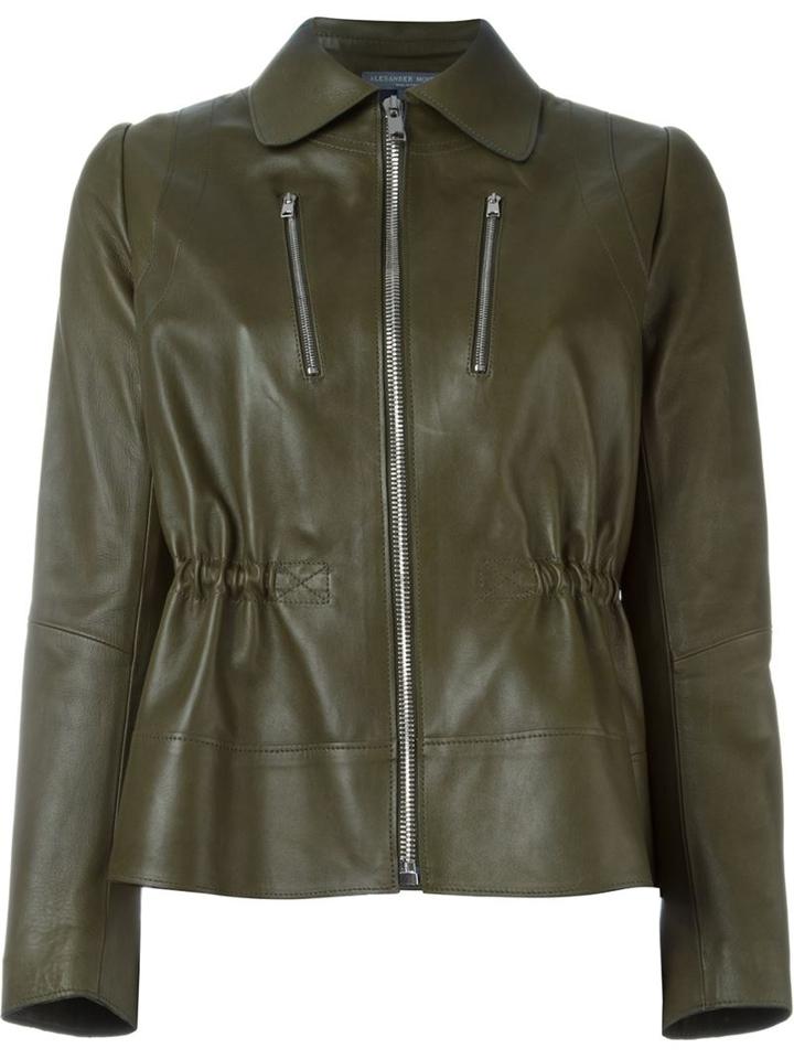 Alexander Mcqueen Leather Fitted Jacket