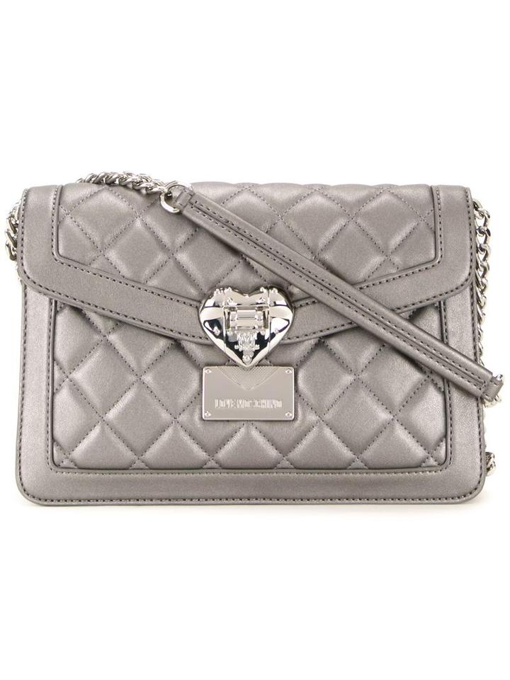Love Moschino Metallic (grey) Quilted Shoulder Bag, Women's
