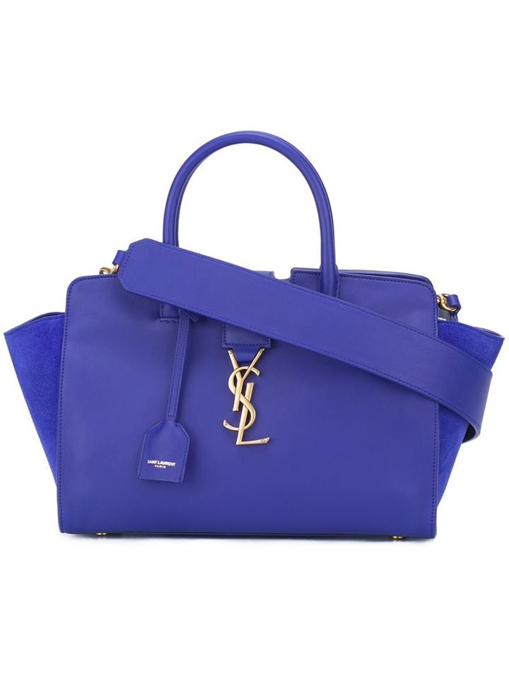 Saint Laurent Baby 'monogram Cabas' Tote, Women's, Blue