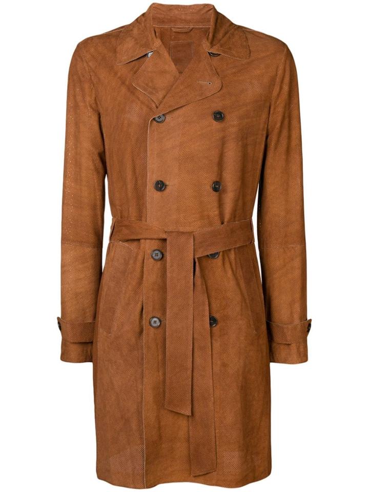 Desa 1972 Perforated Double-breasted Coat - Brown