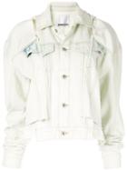 Ground Zero Cut-out Dropped Sleeves Denim Jacket - White