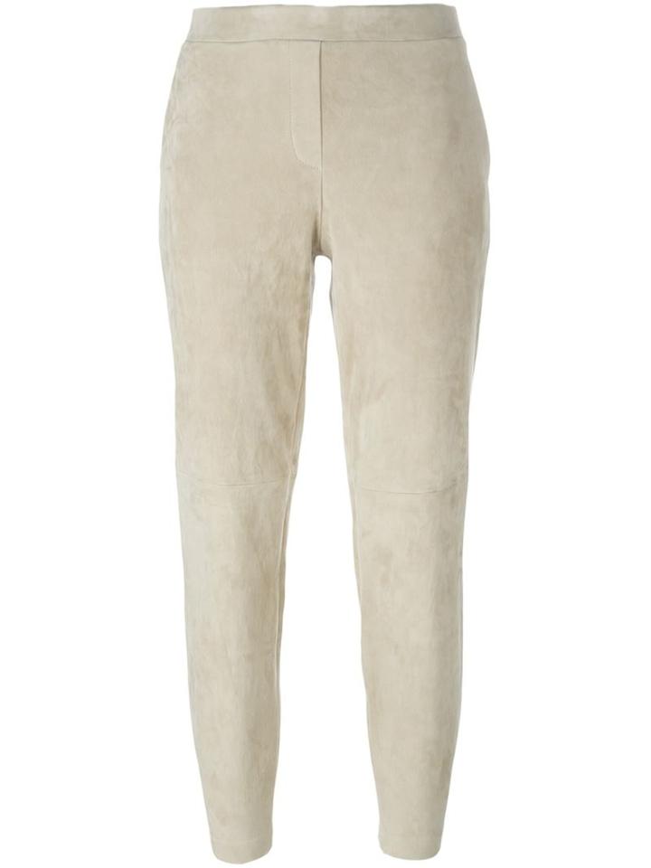 Theory Slim Fit Trousers, Women's, Size: 6, Nude/neutrals, Lamb Skin/polyester/spandex/elastane