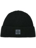 Stone Island Ribbed Beanie, Men's, Black, Polyamide/viscose/cashmere/wool