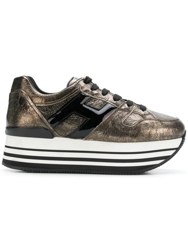 Hogan Striped Print Sneakers - Metallic