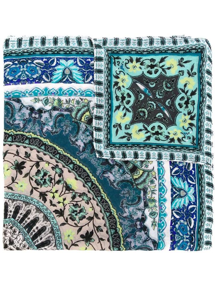 Etro Printed Silk Scarf, Women's, Blue, Silk