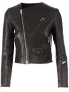Yang Li Distressed Leather Jacket, Women's, Size: 40, Black, Cotton/calf Leather