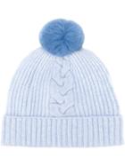 N.peal Fur Bobble Hat, Women's, Blue, Rabbit Fur/cashmere