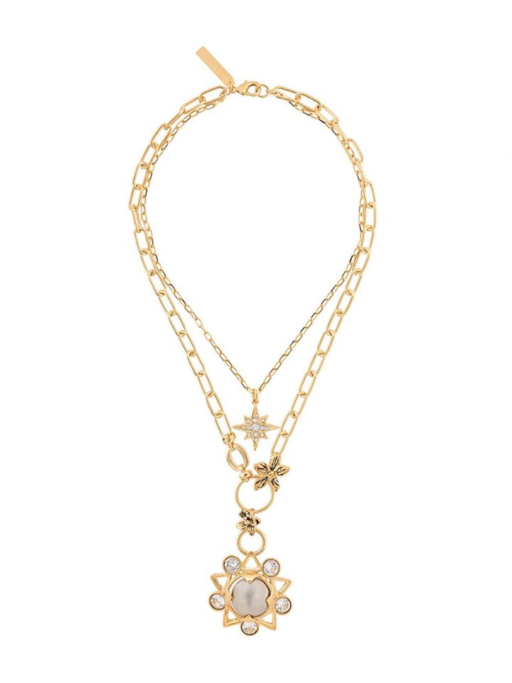 Alberta Ferretti Crystal Flower And Star Necklace - Gold