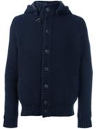 Fay Hooded Knit Jacket, Men's, Size: 52, Blue, Polyamide/wool