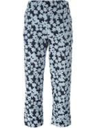Julien David Cropped Floral Trousers, Women's, Size: Small, Blue, Silk/cotton/polyester