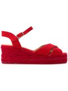 Castañer Espadrille Wedge Sandals - Red