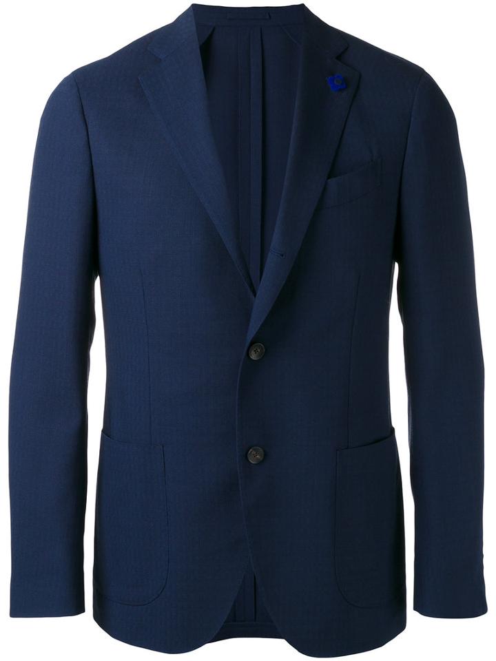 Lardini Two-button Blazer, Men's, Size: 52, Blue, Wool/mohair/viscose/cupro