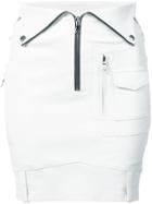 Rta Fold Over Leather Mini Skirt - White