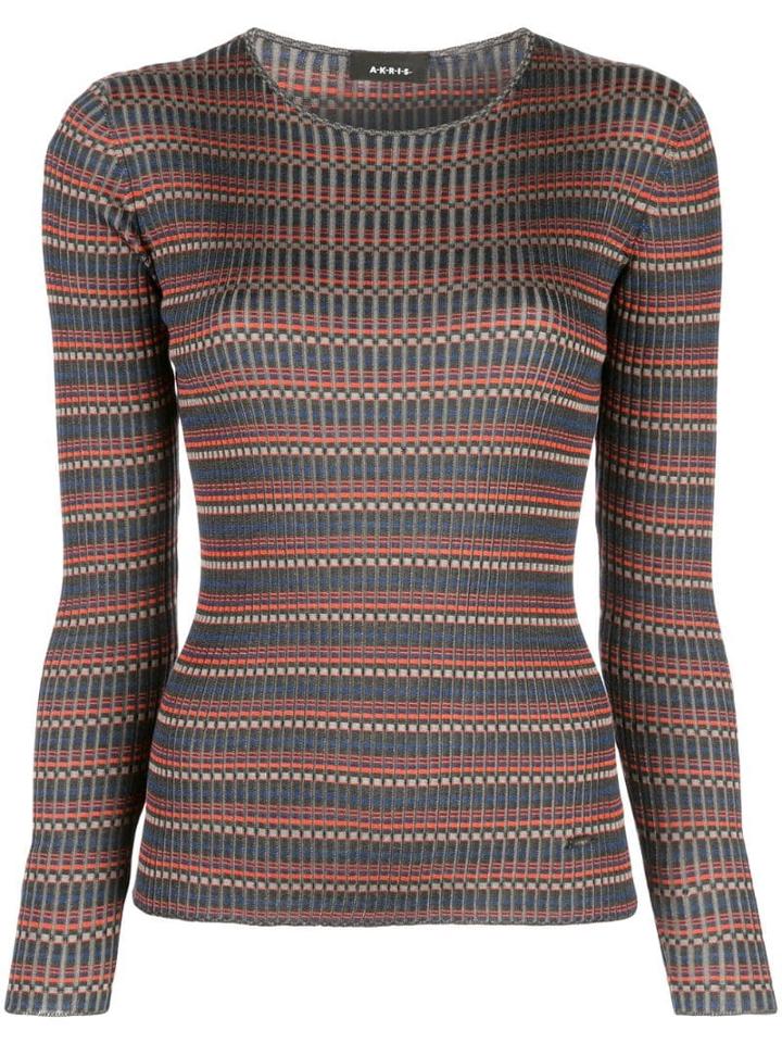 Akris Striped Fine Knit Sweater - Blue