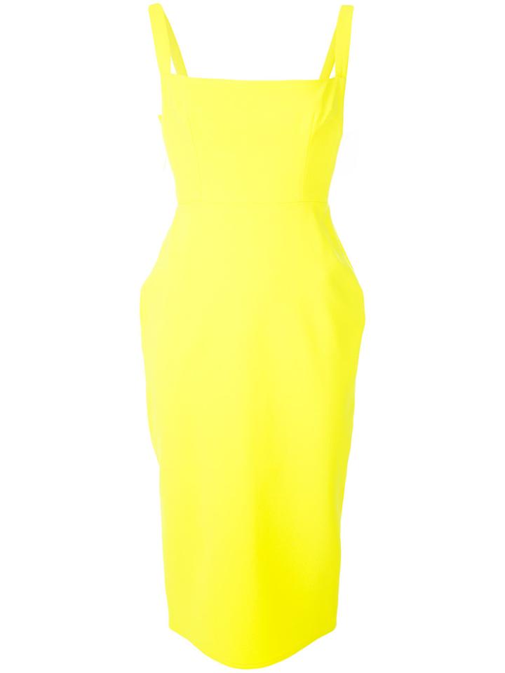 Alex Perry Square Neck Fitted Dress - Yellow & Orange
