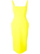 Alex Perry Square Neck Fitted Dress - Yellow & Orange