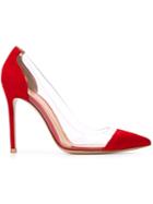 Gianvito Rossi Plexi Pumps, Women's, Size: 35.5, Red, Suede/plastic/leather