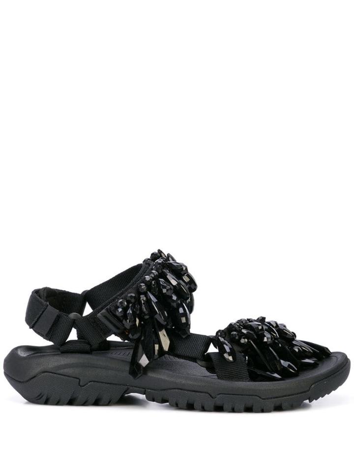Area Crystal Embellished Sandals - Black