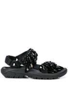 Area Crystal Embellished Sandals - Black