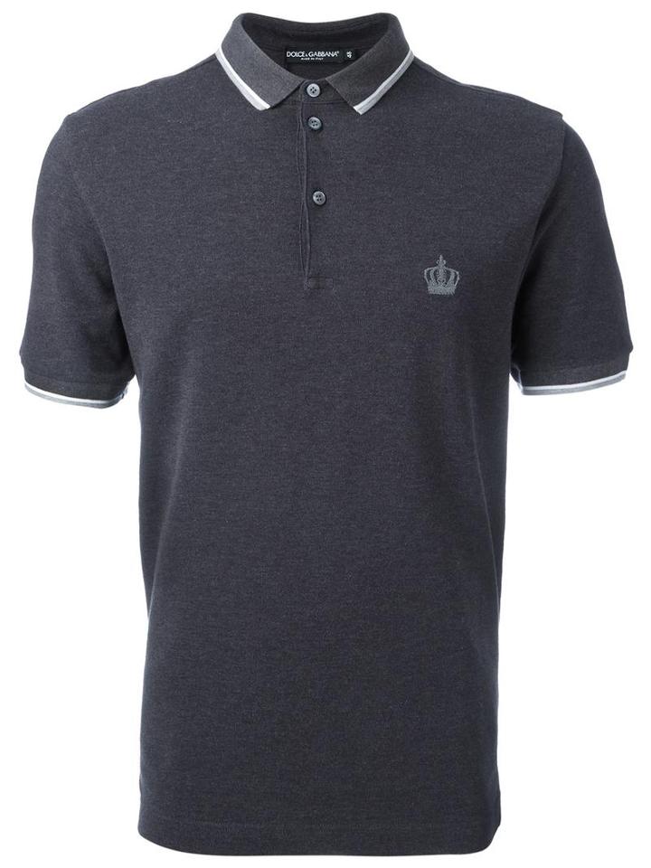 Dolce & Gabbana - Embroidered Crown Polo Shirt - Men - Cotton - 50, Grey, Cotton