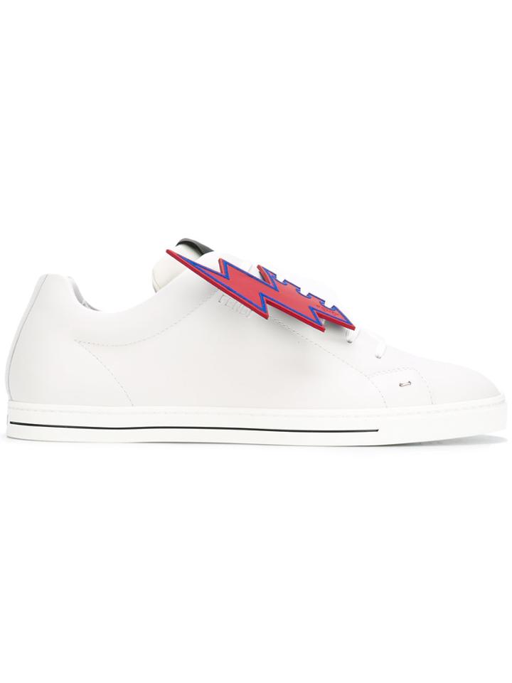 Fendi Lightening Tag Face Print Trainers - White