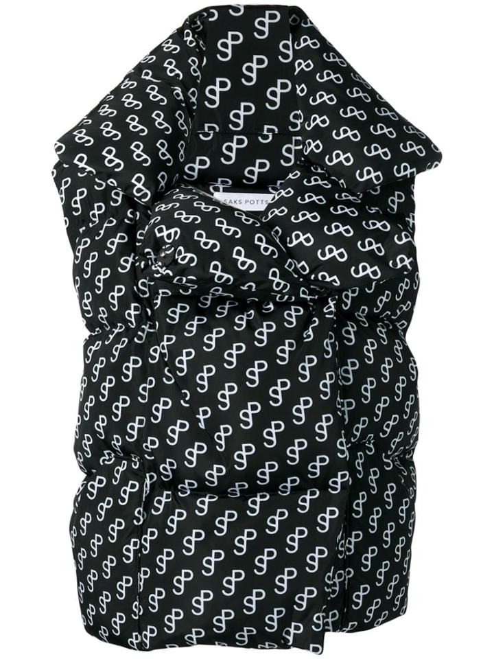 Saks Potts Logo Pattern Padded Gilet - Black