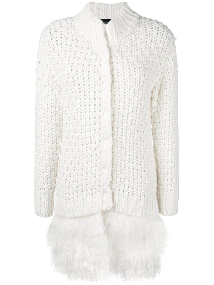 Ermanno Ermanno Fur Trim Cardigan - Nude & Neutrals