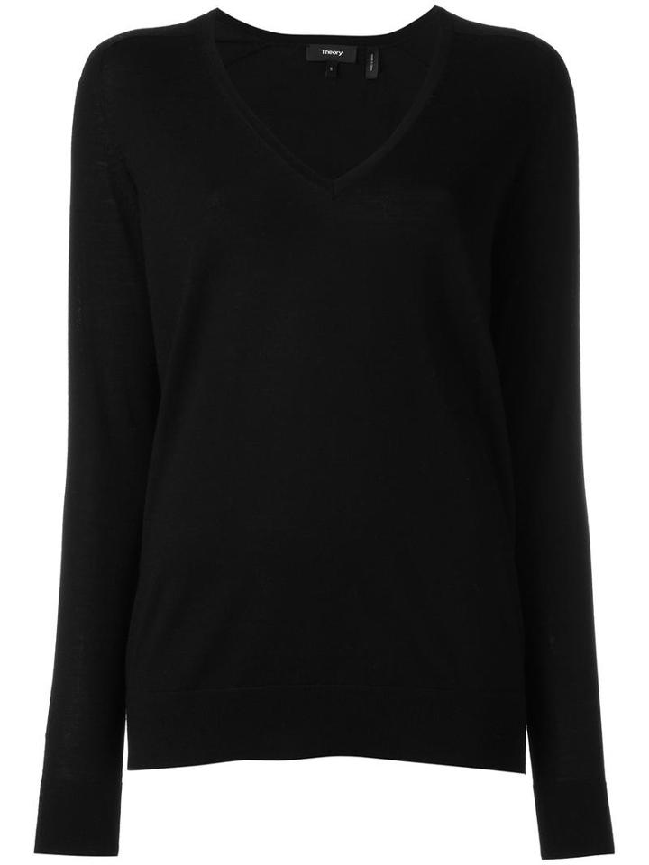 Theory V Neck Jumper, Women's, Size: Medium, Black, Merino