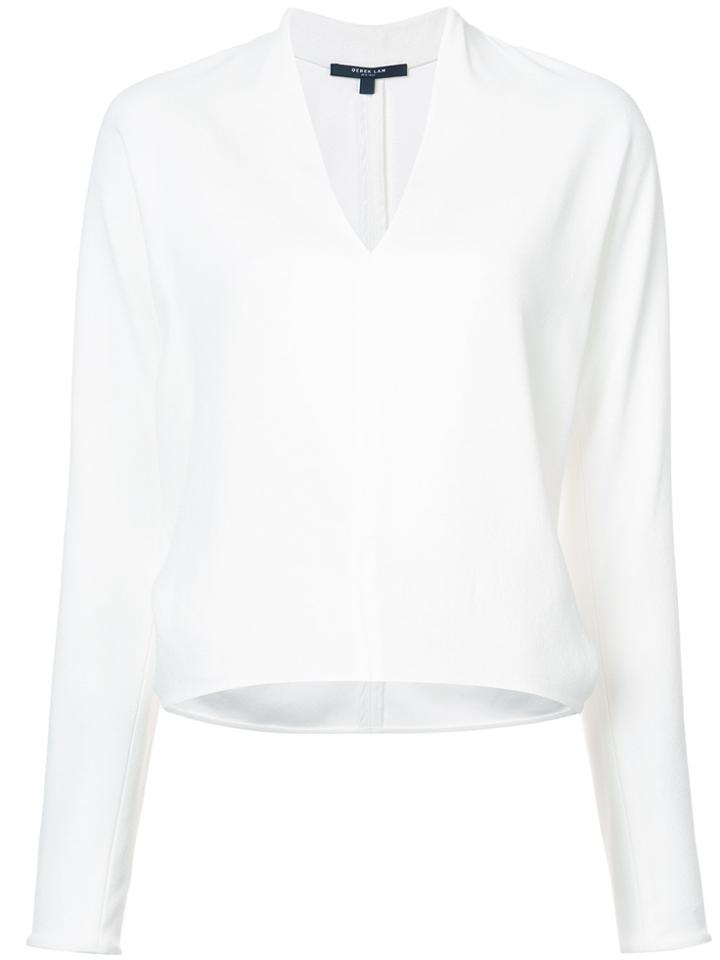Derek Lam Long Sleeve V-neck Shell - White