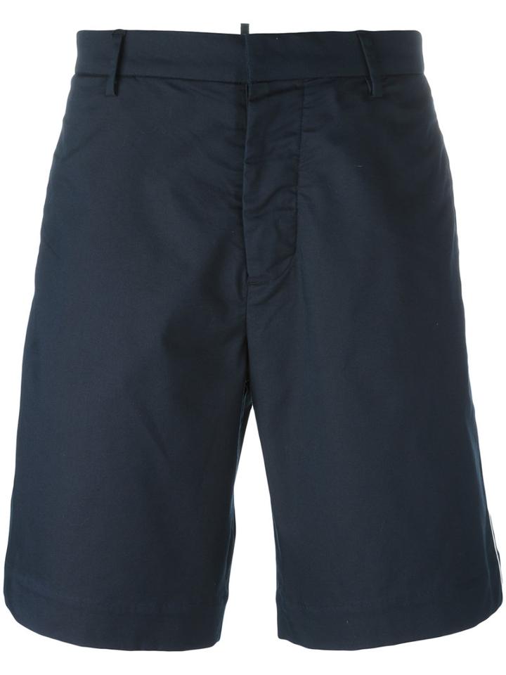 Emporio Armani Classic Chino Shorts, Men's, Size: 52, Blue, Cotton/polyester/spandex/elastane