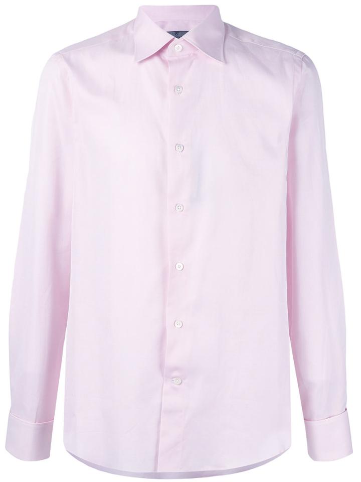 Canali - Long Sleeve Shirt - Men - Cotton - 38, Pink/purple, Cotton