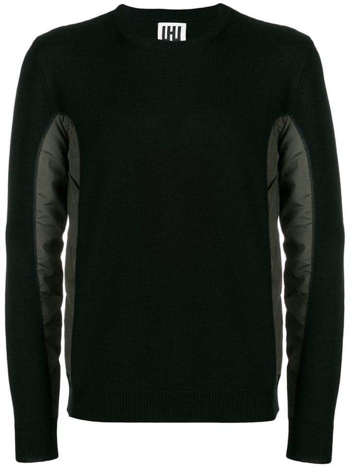 Les Hommes Urban Contrasting Panel Sweater - Black