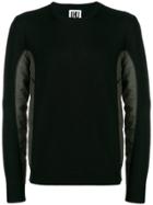 Les Hommes Urban Contrasting Panel Sweater - Black