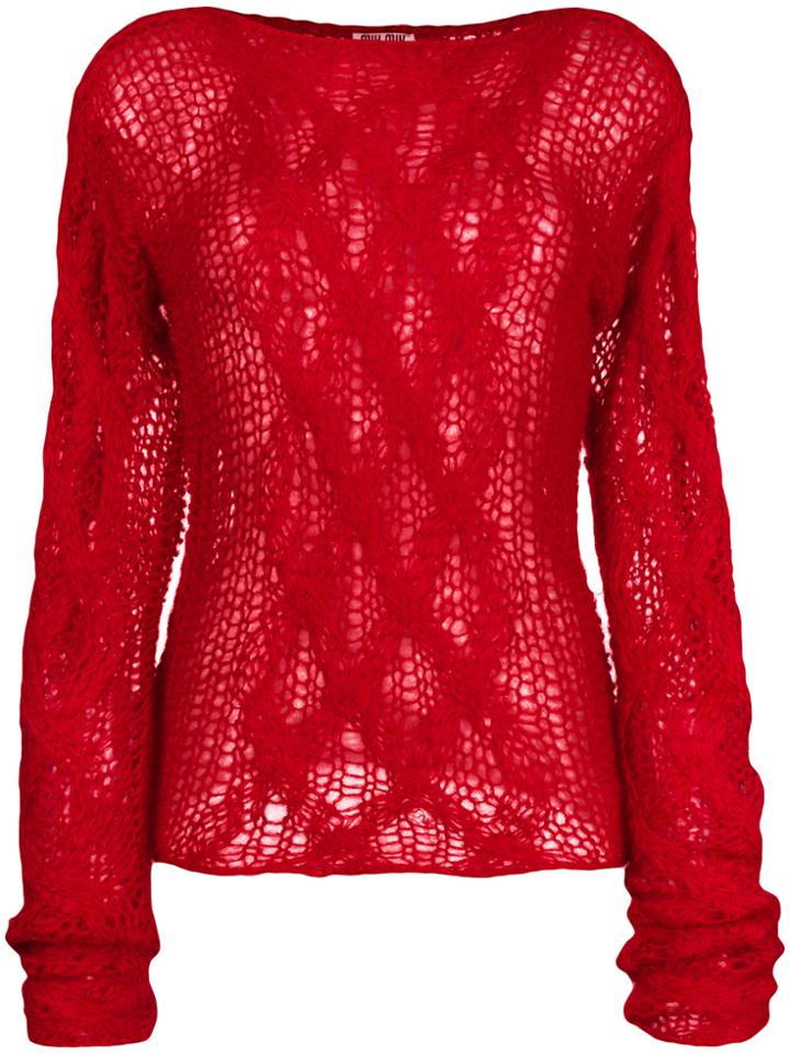Miu Miu Open Knit Jumper - Red