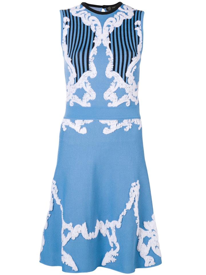 Versace Baroque Embroidered Dress - Blue