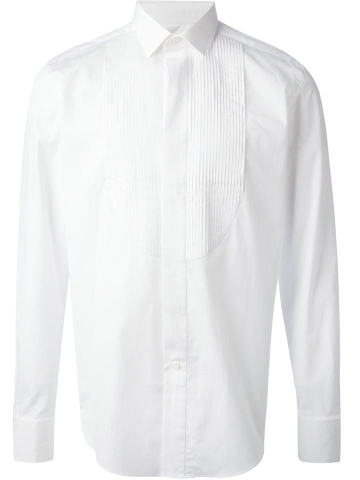 Lanvin Pleated Bib Dress Shirt - White