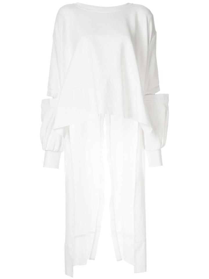 Taylor Contact Slit Sleeve Asymmetric Top - White