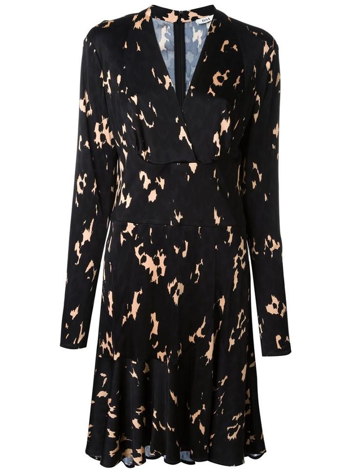 Issa Printed V-neck Dress, Women's, Size: 4, Black, Viscose