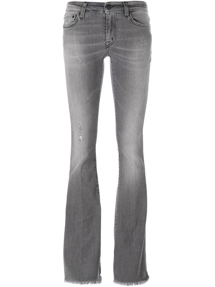 +people Frayed Hem Bootcut Jeans, Women's, Size: 29, Grey, Cotton/spandex/elastane
