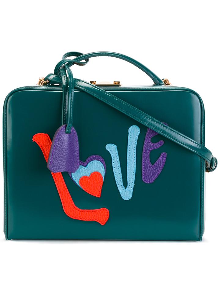 Mark Cross Love Appliqué Shoulder Bag - Green