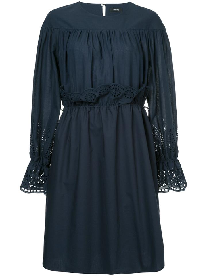 Goen.j Broderie-anglaise Shirred Dress - Blue