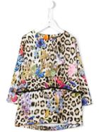 Roberto Cavalli Kids Leopard Print Bird Dress, Girl's, Size: 10 Yrs, Beige